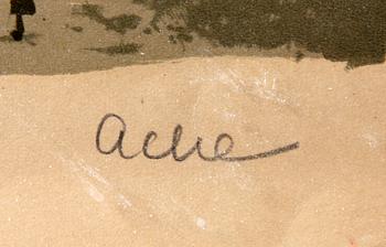 ACKE OLDENBURG, färglitografi, sign, provtryck.