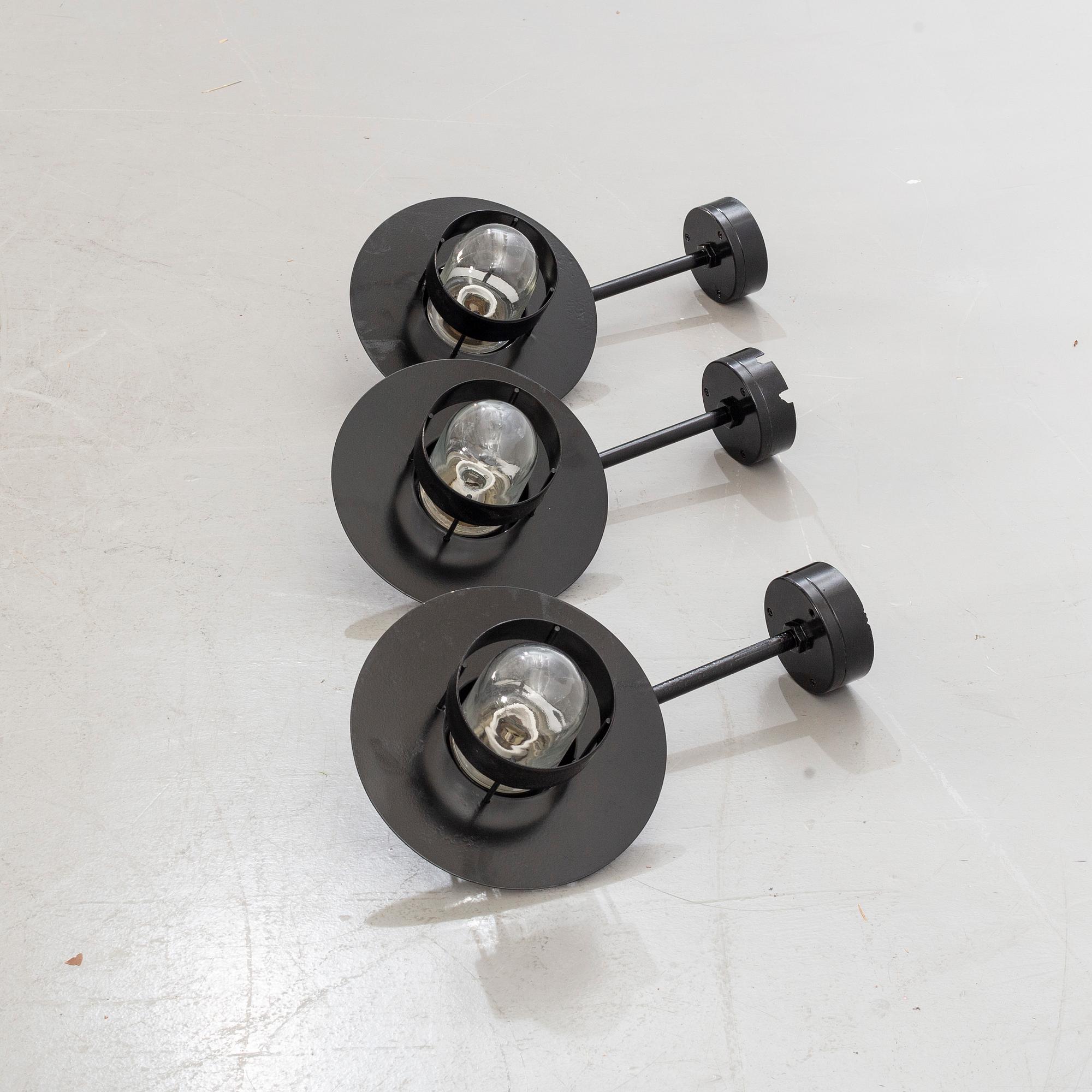 JENS MØLLER-JENSEN, three wall lamps for out doors, "Albertslund", Louis Poulsen.