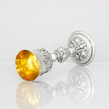 A 19th century parcel-gilt silver cup, unmarked. Renaissance style.