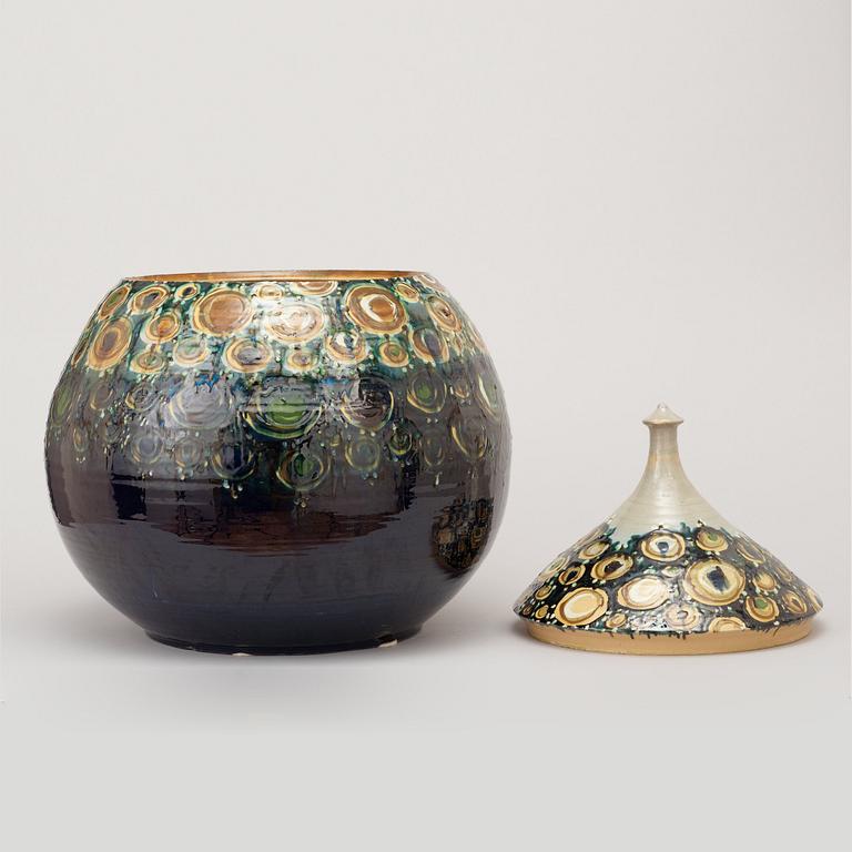 A Björn Wiinblad glazed ceramic jar and cover, Denmark 1972.