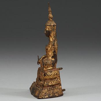 A gilt bronze figure of Buddha, Thailand, 19th Century.