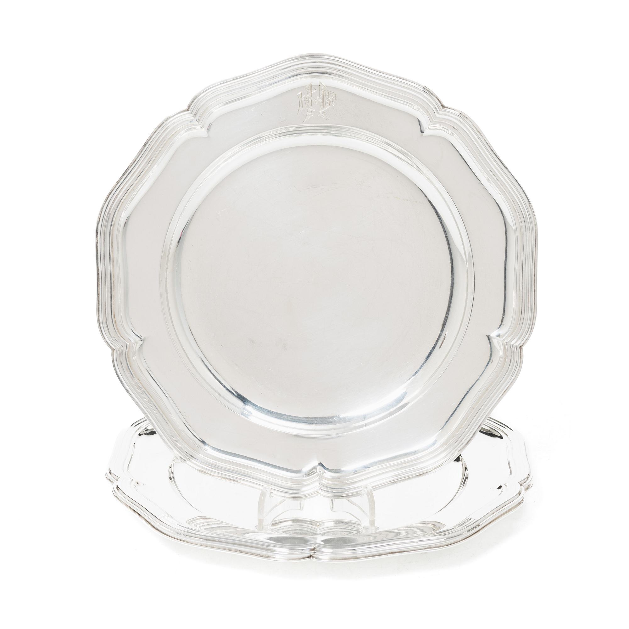 The Danish early 20th century silver plates, mark of Anton Michelsen, Copenhagen 1917-1918.