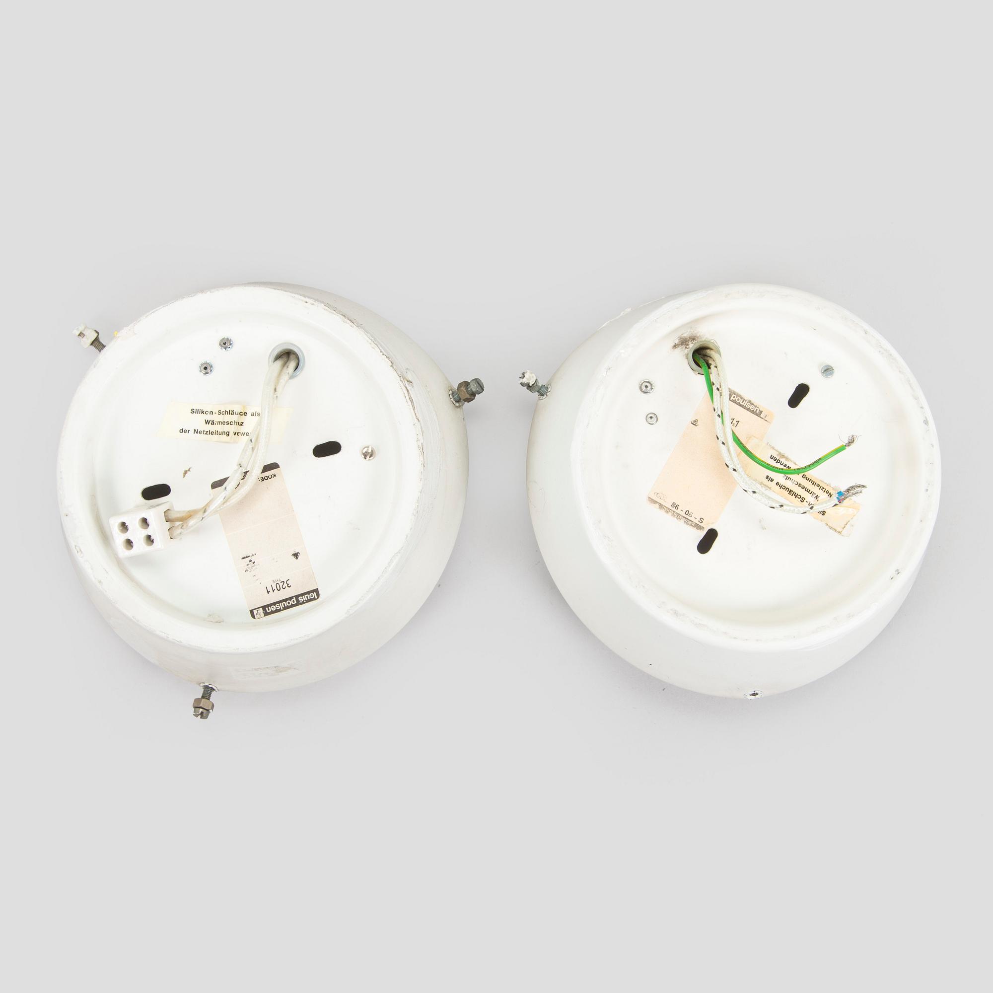 Arne Jacobsen, ceiling lamps/wall lamps, a pair, "AJ-Eklipta", Louis Poulsen, Denmark.