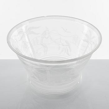 Edward Hald, two glass bowls, Orrefors, 1920's.