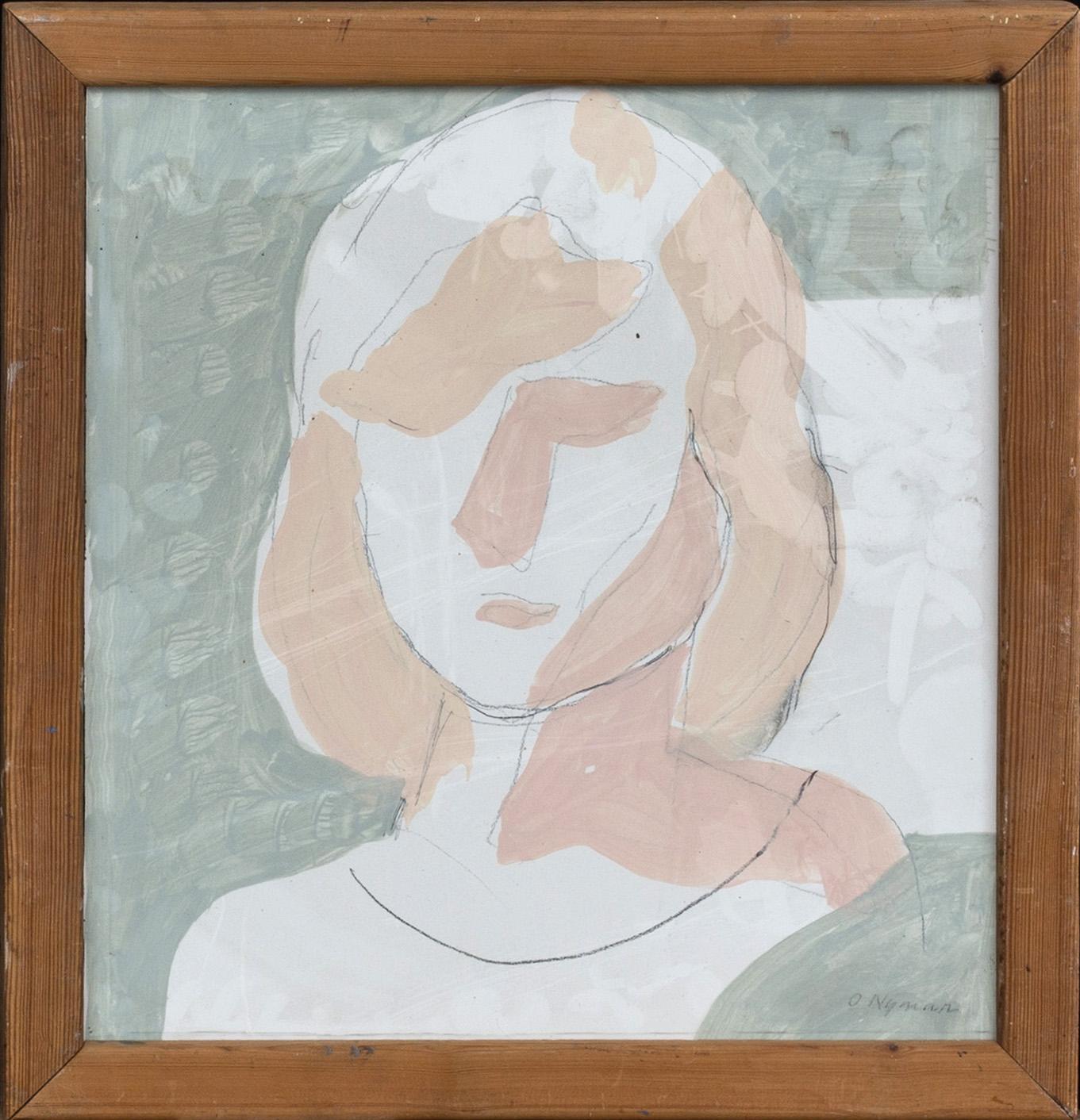 OLLE NYMAN, gouache på pannå , signerad.