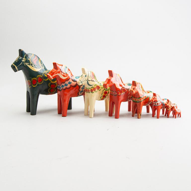 Dala horses, 8 pcs, 1900s.