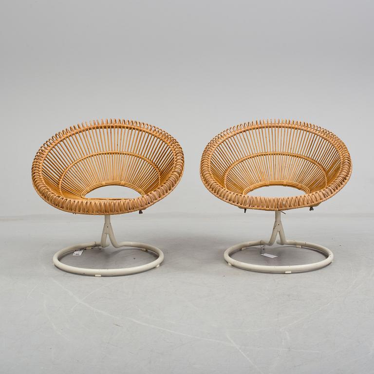 A pair of 'Rondo' rattan easy chairs from Göte-Möbler AB, 1960's.