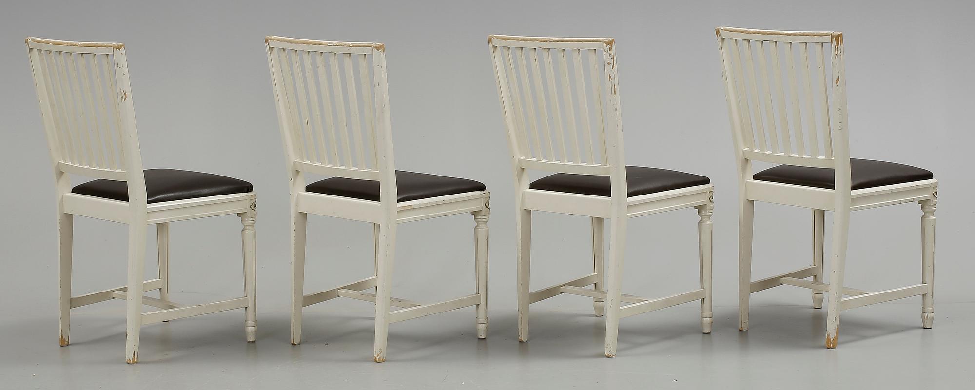 MATGRUPP, 5 delar + 2 iläggsskivor, gustaviansk stil, 1900-tal.