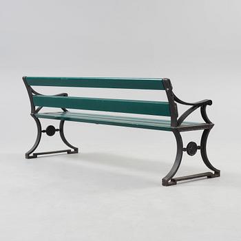 A Folke Bensow cast iron park bench, 'Trädgårdsmöbeln Näfveqvarn n:r 3', Näfveqvarn, Sweden.