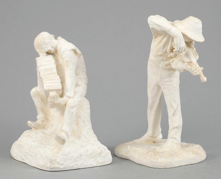 ARON JERNDAHL, efter, skulptur, 2 st, gips, signerade.