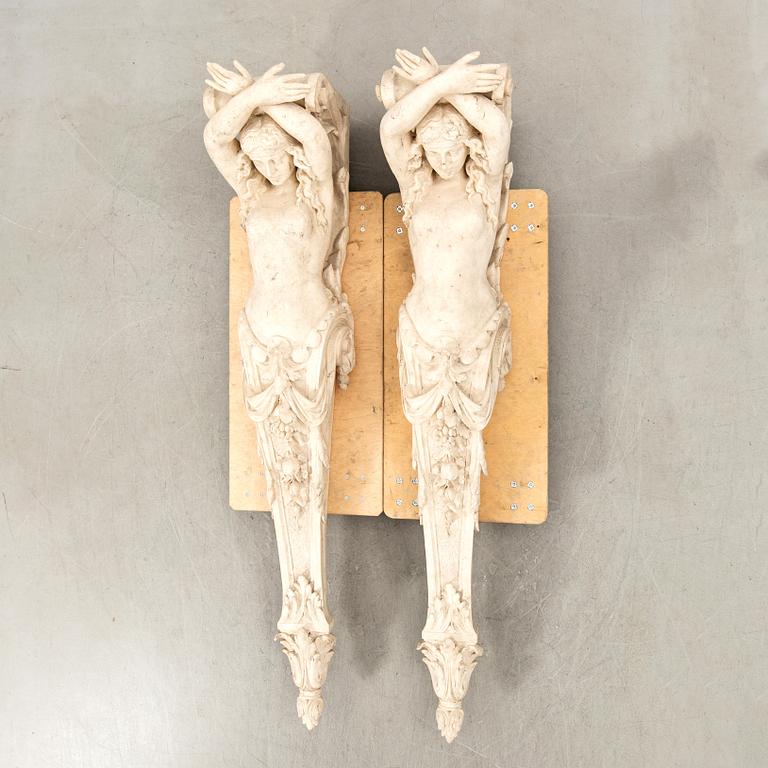 Pilasters a pair Antique style modern manufacture.