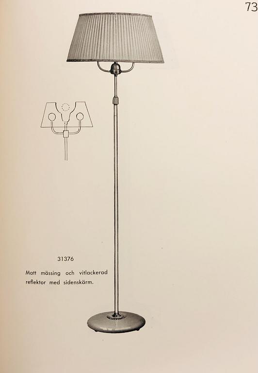 Bertil Brisborg, a pair of floor lamps model 31376, Nordiska Kompaniet, Sweden, 1940s.