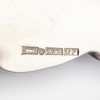 Riipukset, 4 kpl, hopea, spektroliitti, tiikerinsilmä, geodi, Christer Stenberg 1973-75.