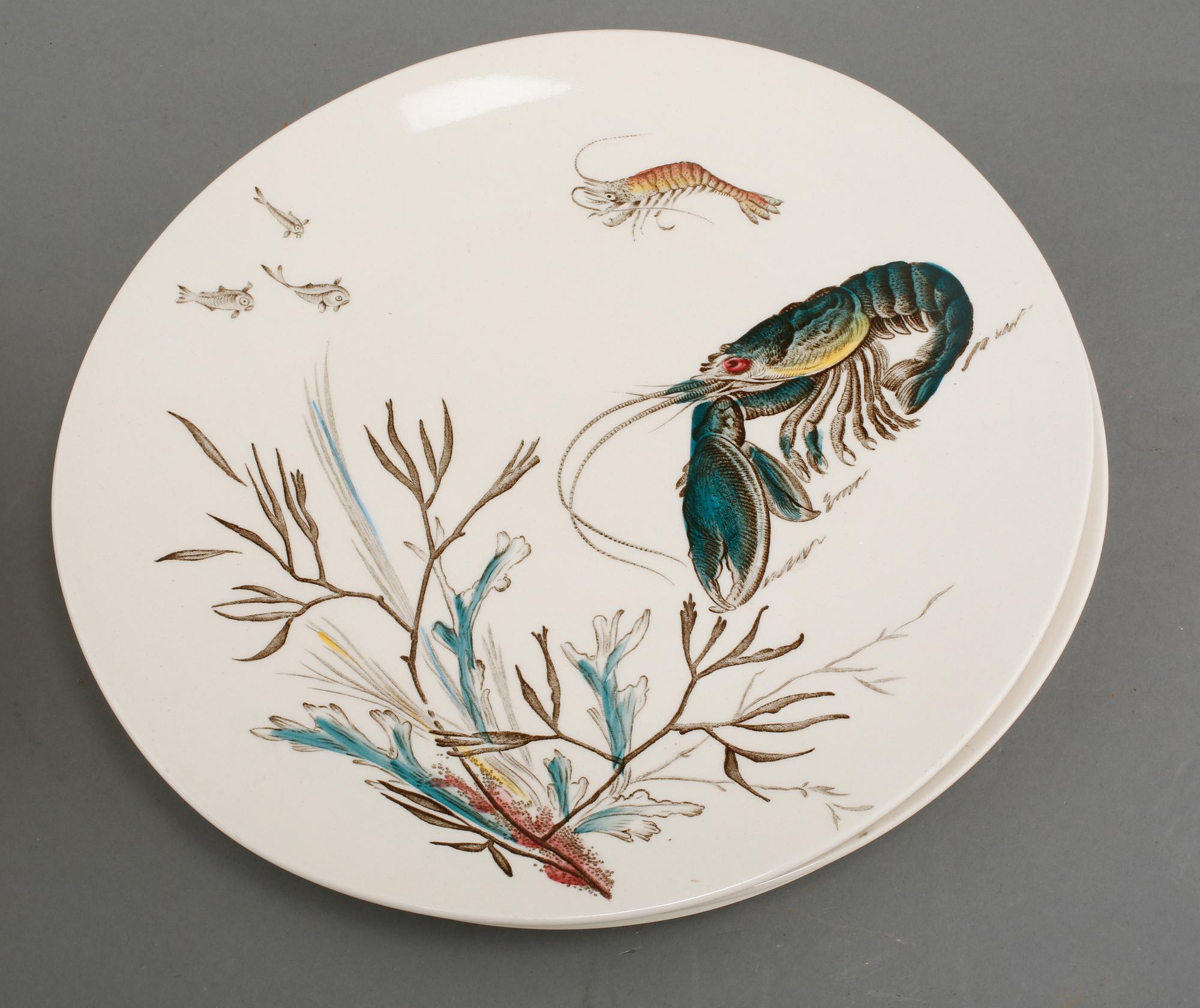 FISKSERVIS, 14 delar, flintgods, "Fish", Johnson Bros, England, 1900-talets andra hälft.