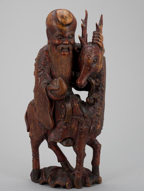 SKULPTUR, målat trä, Kina troligen 1800-talets slut.