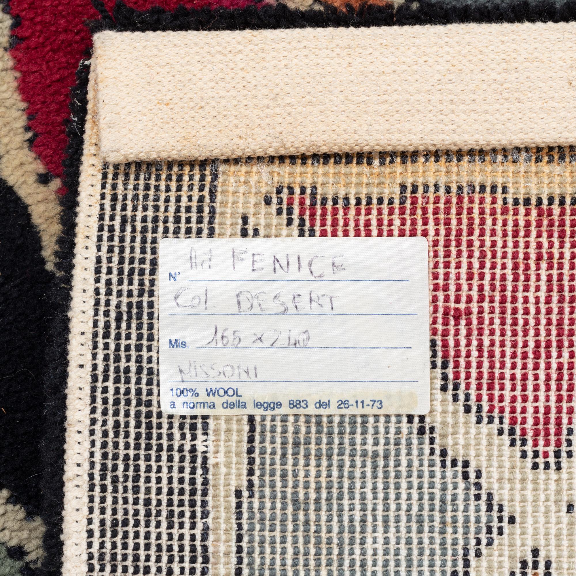 A carpet, 'Art fenice col desert', Missoni, c 240 x 165 cm.