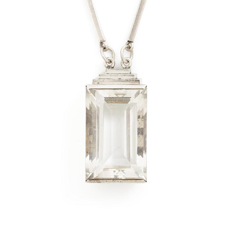 Wiwen Nilsson, a necklace, sterling silver with step-cut rock crystal, Lund 1942.