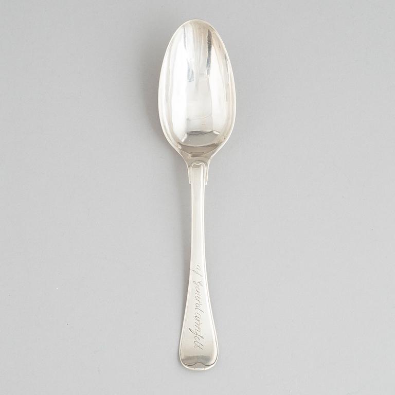 A Swedish mid 18th century silver spoon, mark of Gustaf Andreas Stafhell, Stockholm 1756.