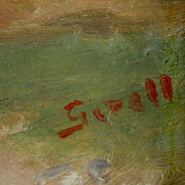 GRETA GERELL, olja på pannå. Sign.