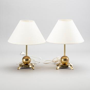 A pair of brass table lamps second half of 20th century.