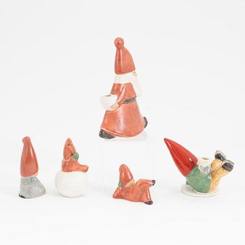 Lisa Larson, a group of five stoneware figurines, K-Studion, Gustavsberg.