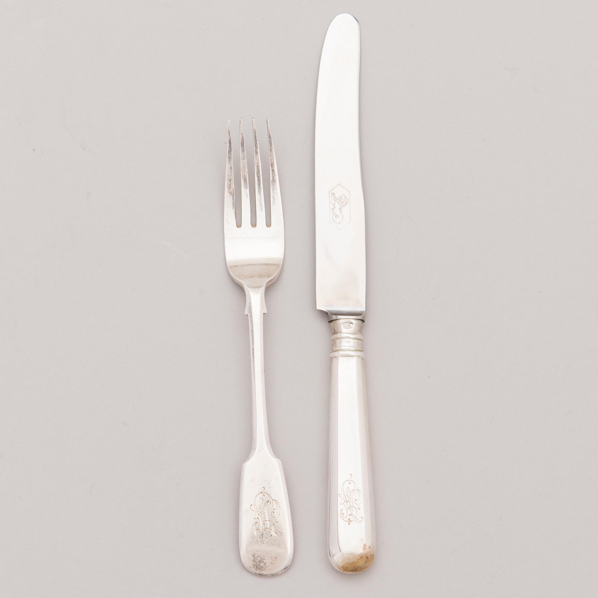 A 20-piece silver Russian cutleryset Moscow 1896.