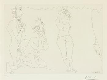 Pablo Picasso, "Femme Nue Adoree Deux Vieillards, Avec Un Spectateur".
