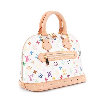 732. LOUIS VUITTON, a multicolored monogram white canvas "Alma" handbag.