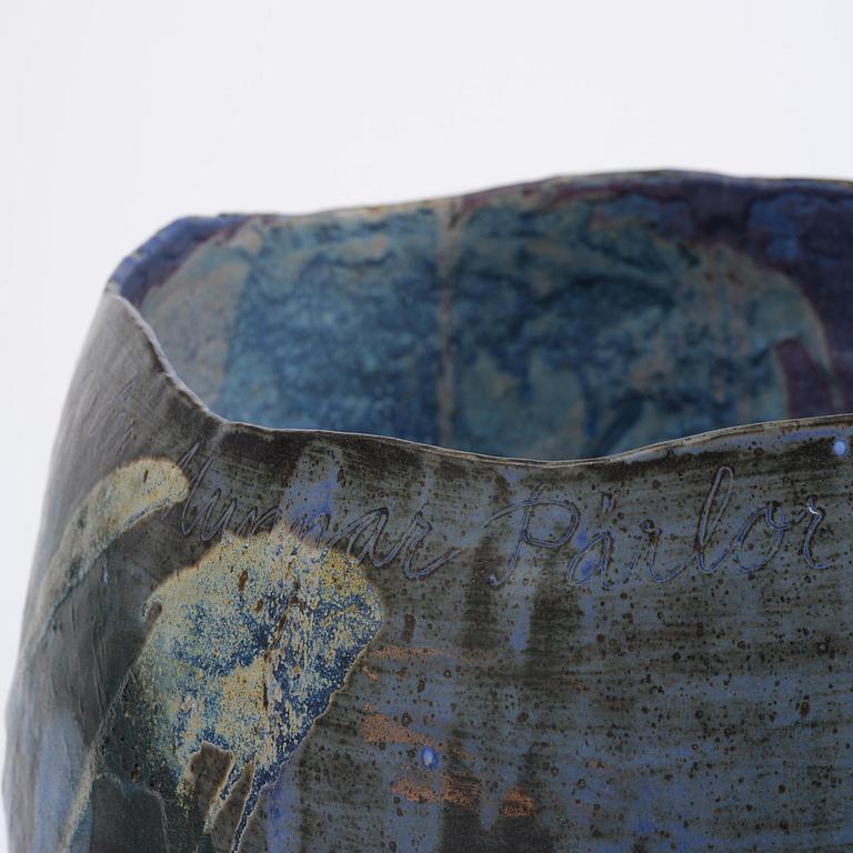 Eva Bengtsson, a stoneware floor vase, own studio, Frillesås, around the year 2000.