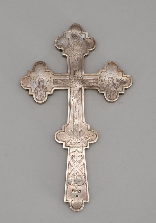 A Russian crucifix, marks of Moscow 1868.