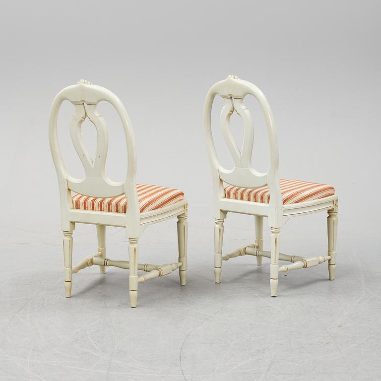 Six Gustavian style chairs, second half of the 20th Century.