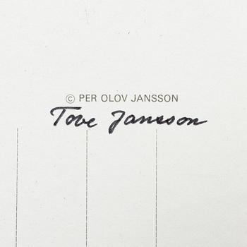 Tove Jansson, book, 'Muumi Hvitträskissä Mumintrollet i Hvitträsk 1974' signed, along with two signed postcards.