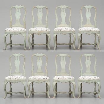 A set of eight Swedish Rococo chairs.