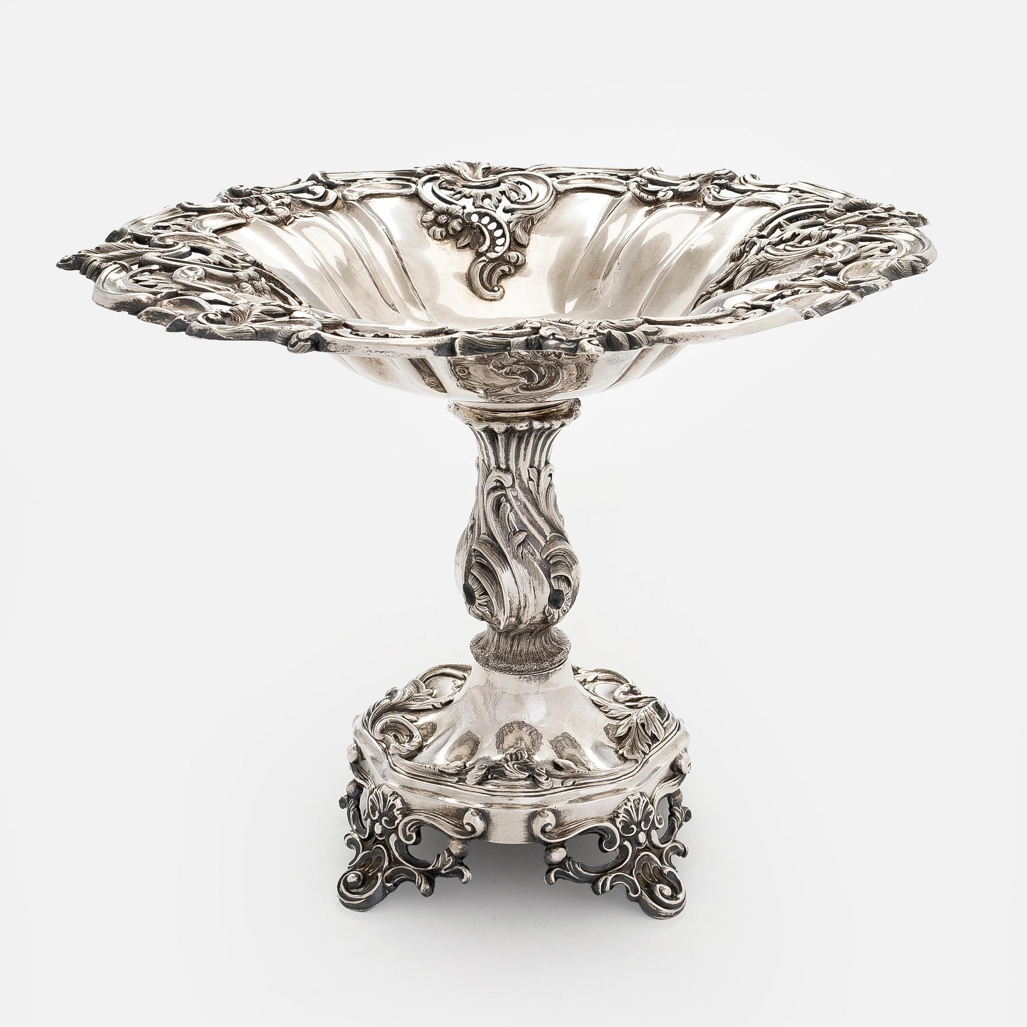 A neo-Rococo silver centrepiece bowl, Gustav Möllenborg Feron, Stockholm  1854.