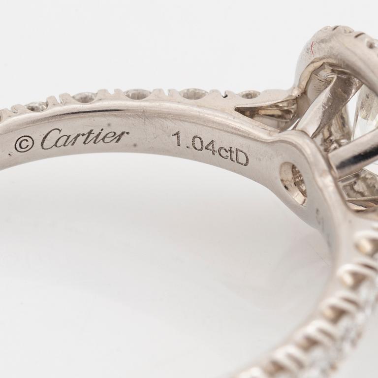 Cartier, round brilliant cut diamond ring, 1,04 carat. GIA  report.