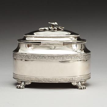 A Swedish 18th century silver sugar-box, makers mark of Nils Tornberg, Linköping 1792.