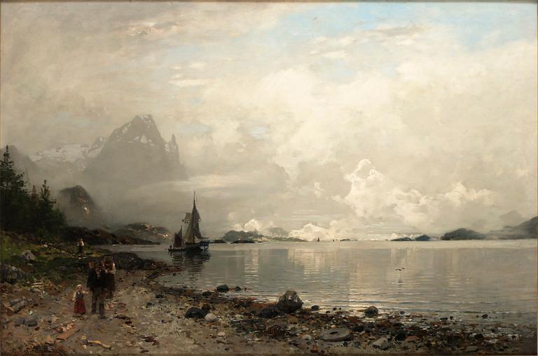 Georg Anton Rasmussen, Fjordlandskap med figurer.