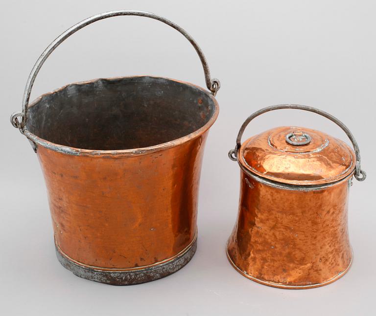 HINKAR, 2 st, koppar, 1800-tal.