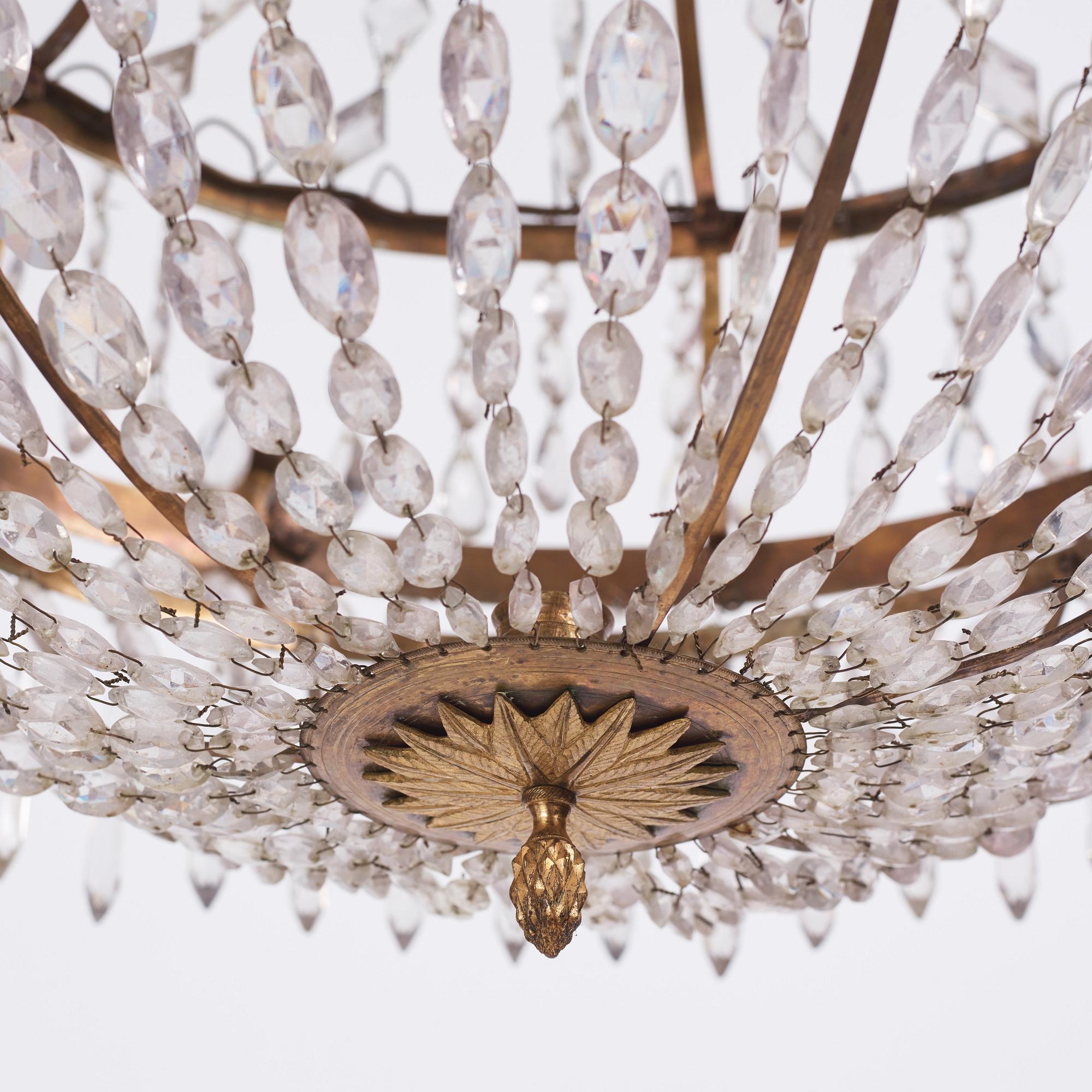 A late Gustavian seven-light chandelier, circa 1800.