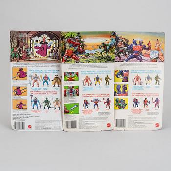 MASTERS OF THE UNIVERSE, Battle cat, Two-Bad,  Orko samt Roboto i förpackningar, Mattel, 1983-84.