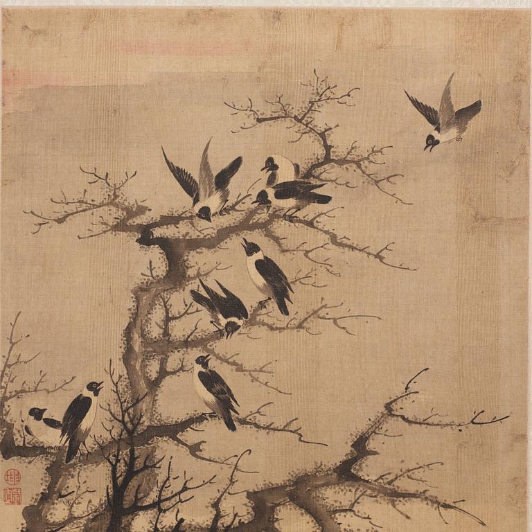 An album with 12 paintings by Qing dynasty artists, circa 1900. Attributed to Zhang Jian, Shou Ping, Yang Jin, after.