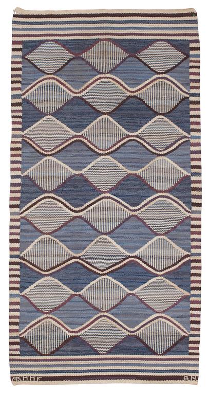 RUG. "Spättan blå". Tapestry weave. 191,5 x 96,5 cm. Signed AB MMF BN.
