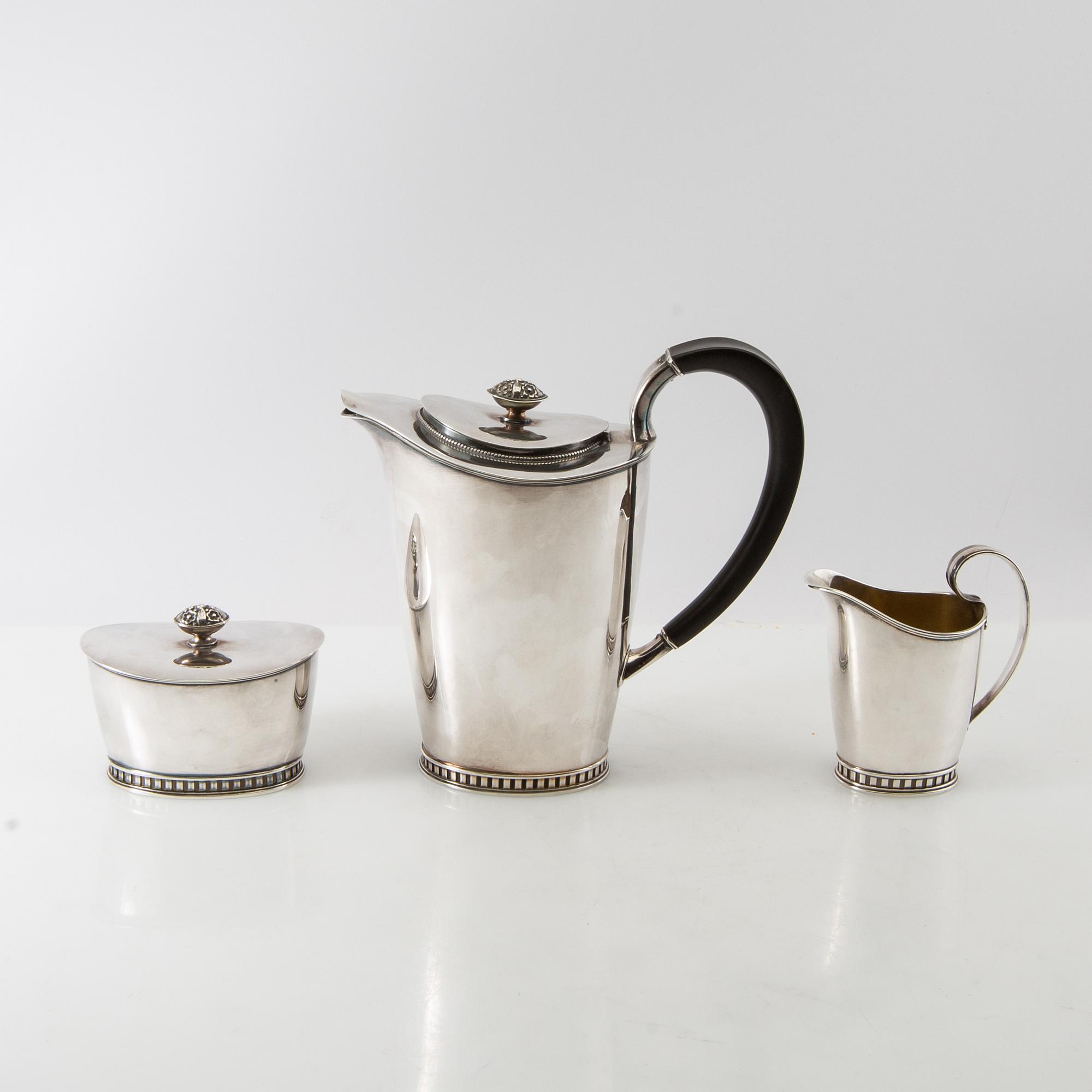 Sven-Arne Gillgren, kaffeservis, 3 delar, silver, GAB, Stockholm, 1960.