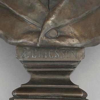 GUSTAF ERIKSSON, skulptur, bronspatinerad metall.  Signerad Gustaf Eriksson, daterad 1889.
