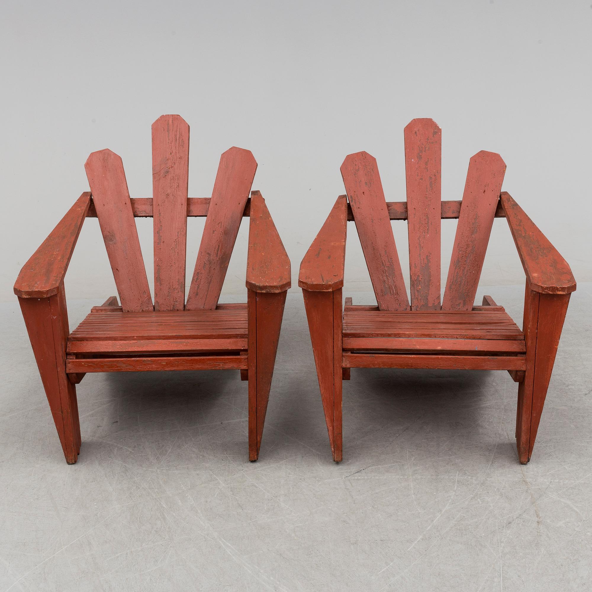 TRÄDGÅRDSFÅTÖLJER, ett par, 1900-talets andra hälft.