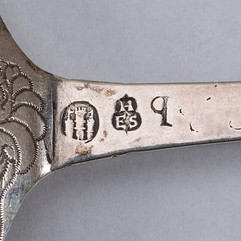 A Swedish 18th century parcel-gilt spoon, marks of Hans Ekeström d ä, Hälsningborg 1729.