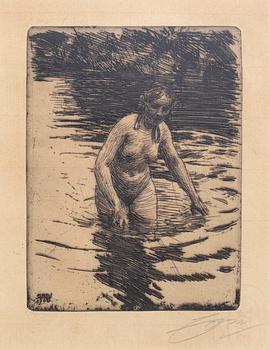 Anders Zorn, etsning, 1906, signerad.