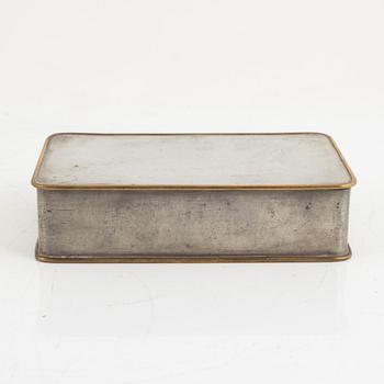 Firma Svenskt Tenn, a pewter and brass box, Stockholm 1936.