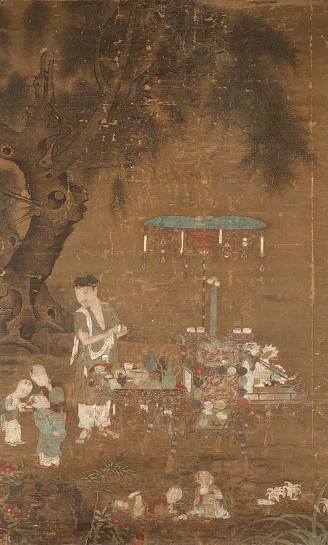 A finely painted hanging scroll by an anonymous artist, presumably Ming Dynasty, 16th/17th century.