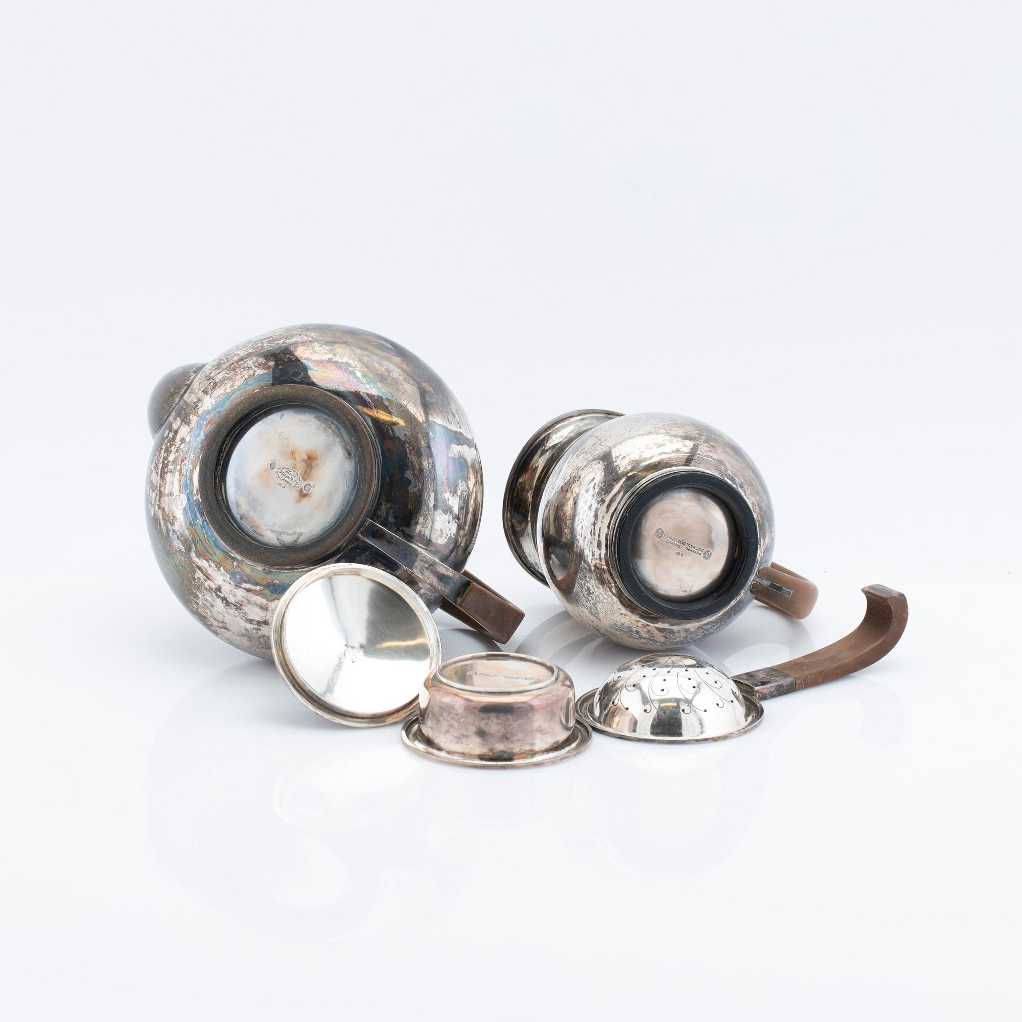 Fritz Hingelberg, Aarhus Denmark, tea service sterling three pieces.